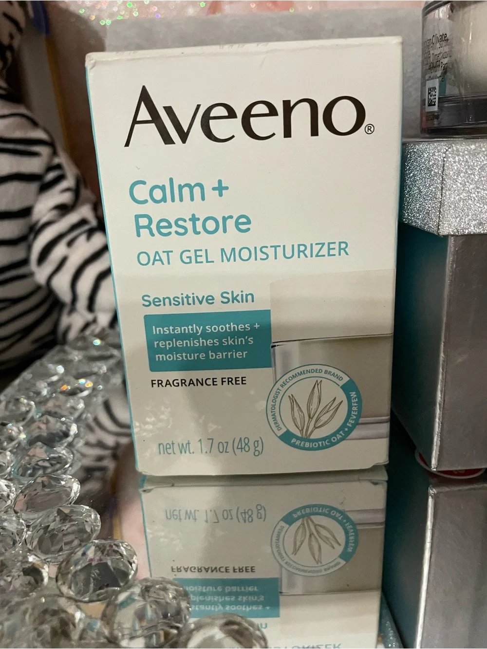 Aveeno calm and restore ( 2 jars) oat gel moisturizer 1.7 oz new